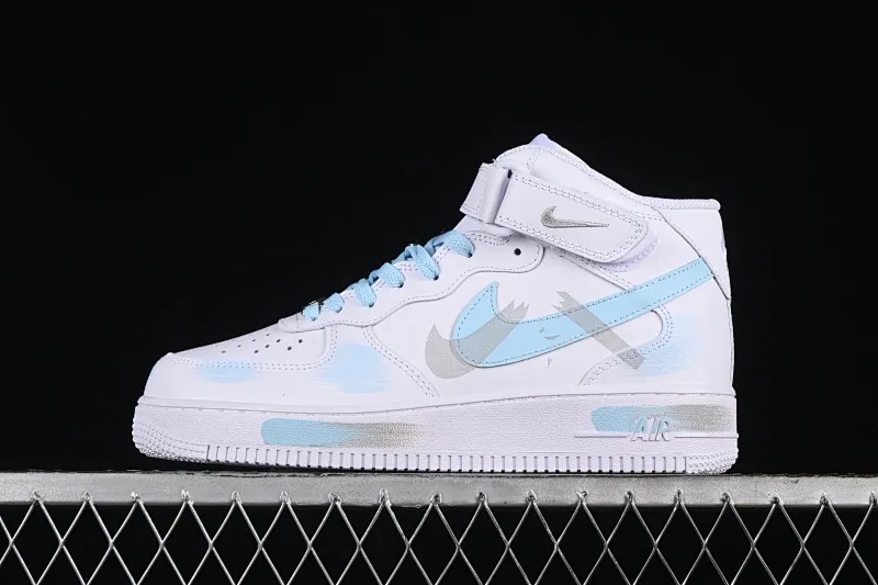 All categories Nk Air Force 1 Air Force series Nk Air Force 1 Mid Air Force mid-top Nk Air Force 1'07 Mid sky blue Hand-painted fracture Three hook shadow Air Force 1 strap mid-top casual sneakers CW2289-111